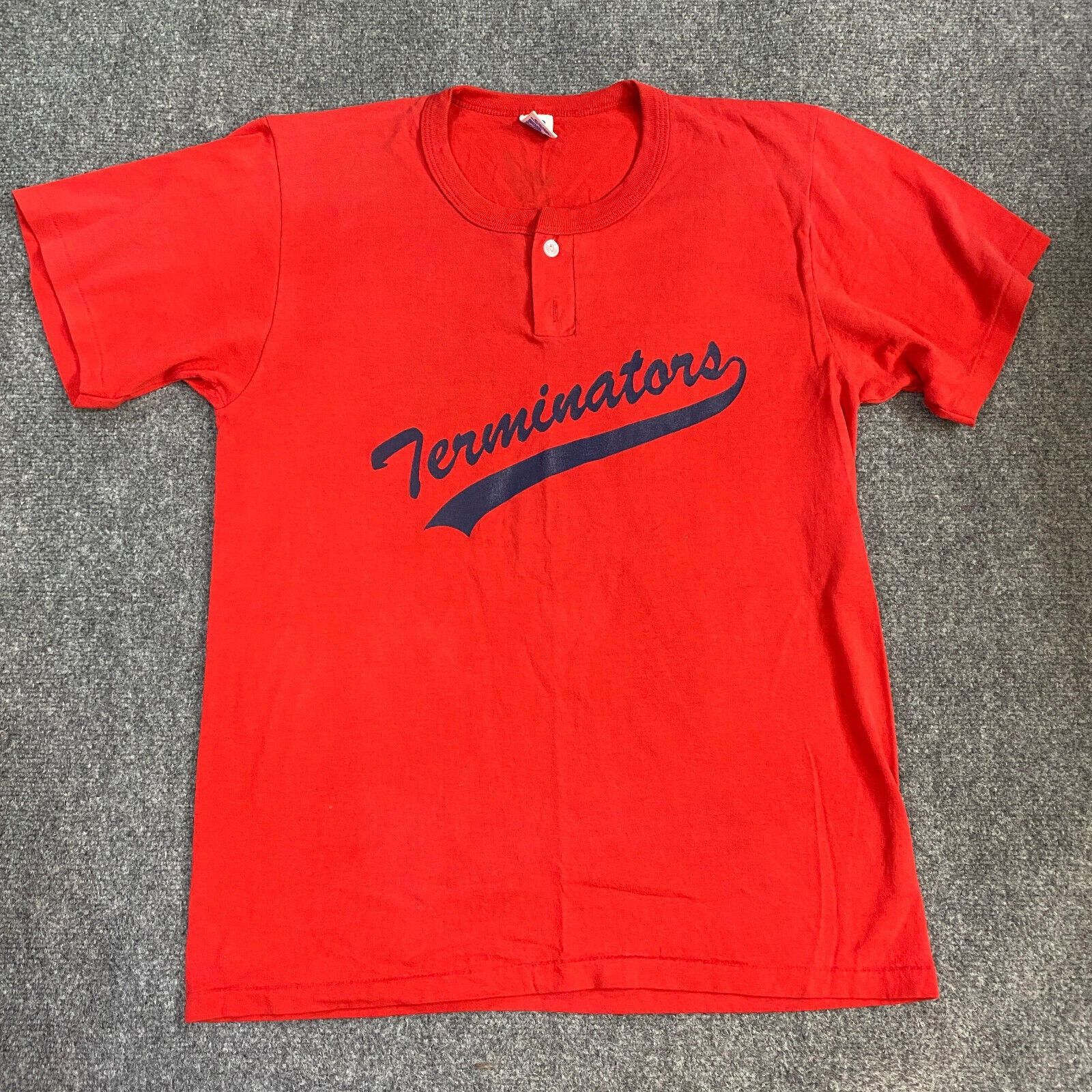 Vintage Terminators T Shirt L Red Old Stock Henley Usa Made Baseball Hoodie, Sweatshirt | FlexRushtees.com