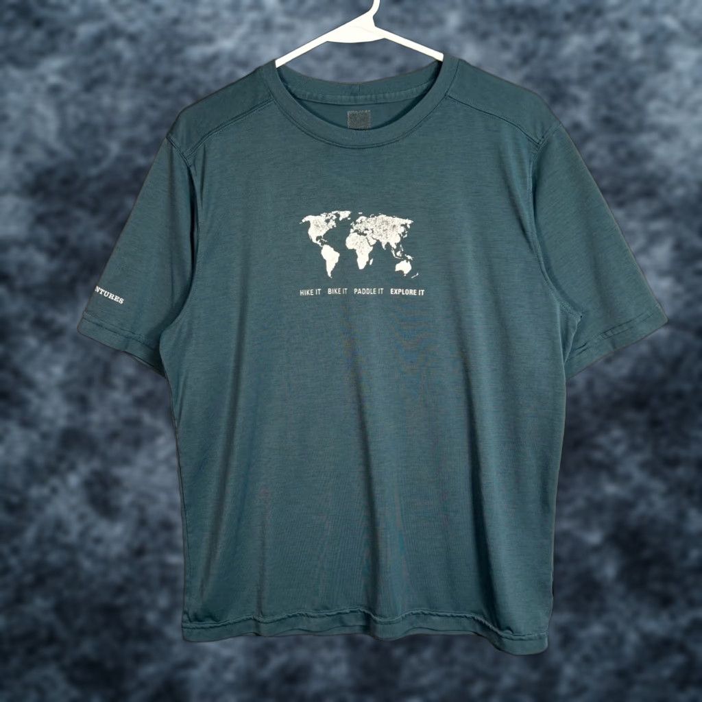 Vintage Rei Adventures Teal Graphic T Shirt Mens Size Medium Outdoors Hiking Shirt Mens M Blue 2010