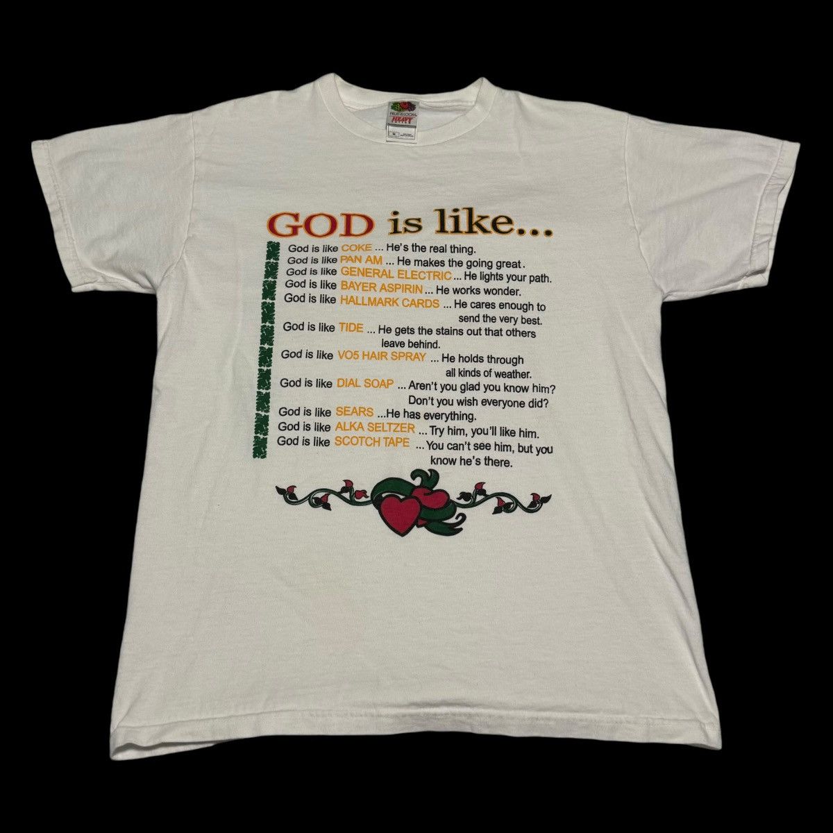 Vintage Fruit Of The Loom God Religion Jesus White Shirt M