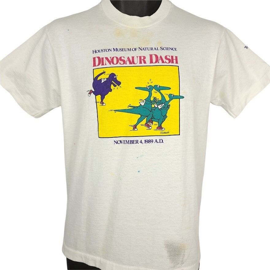 Vintage Dinosaur Dash T Shirt Vintage 80s 1989 Houston Museum Hoodie, Sweatshirt | FlexRushtees.com