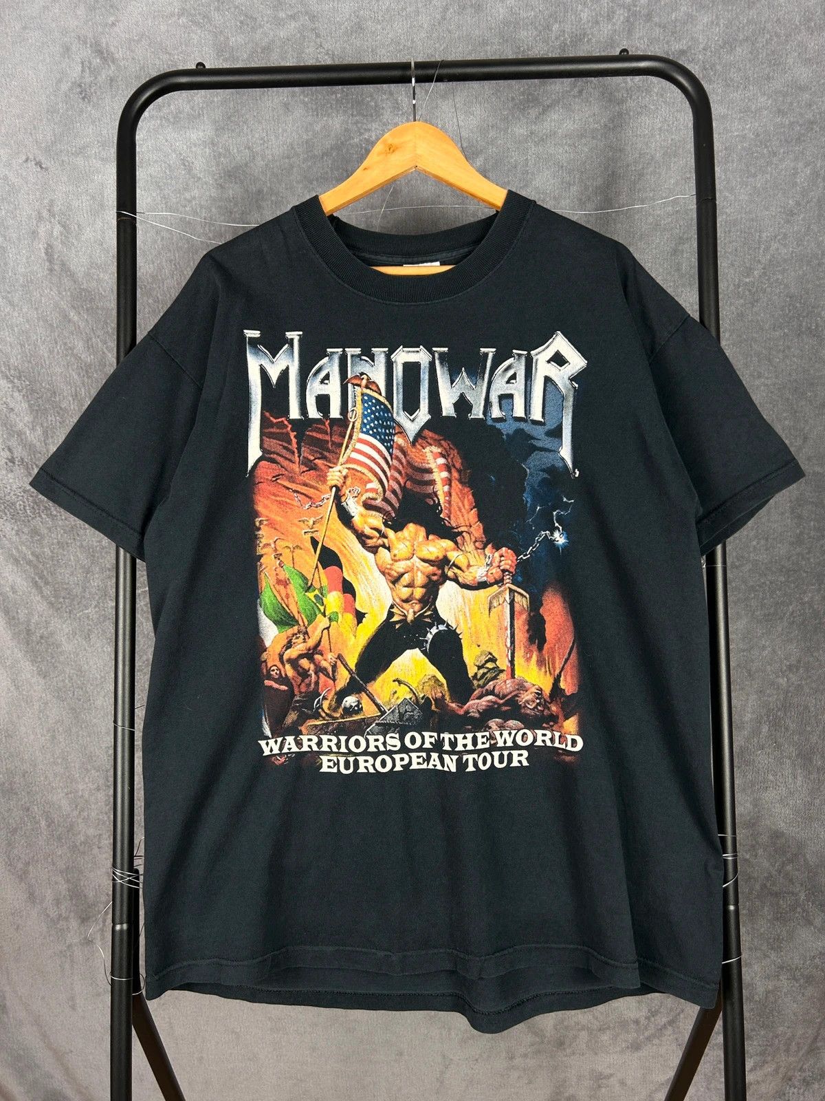 Vintage Man Of War Warriors World European Tour Vintage Tee Hoodie, Sweatshirt | FlexRushtees.com