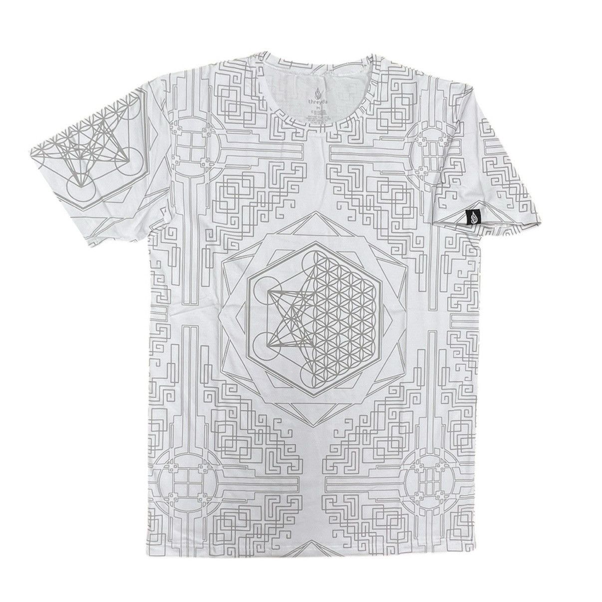 Other Threyda Psychedelic Geometric Pattern Artwork White T Shirt