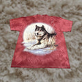 Mountain Vintage The Mountain Husky Dog T Shirt Xl Red Cotton Short Sleeve Crew Neck Mens Shirt
