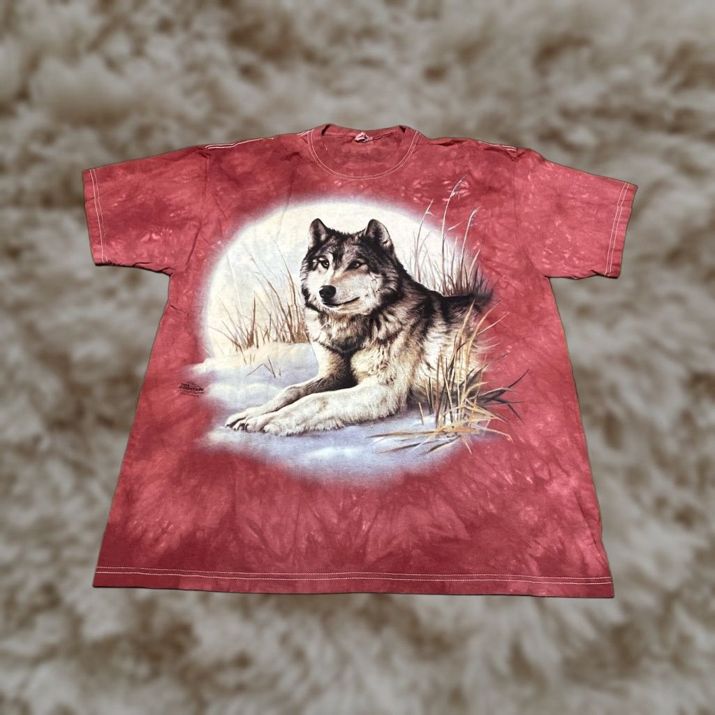 Mountain Vintage The Mountain Husky Dog T Shirt Xl Red Cotton Short Sleeve Crew Neck Mens Shirt