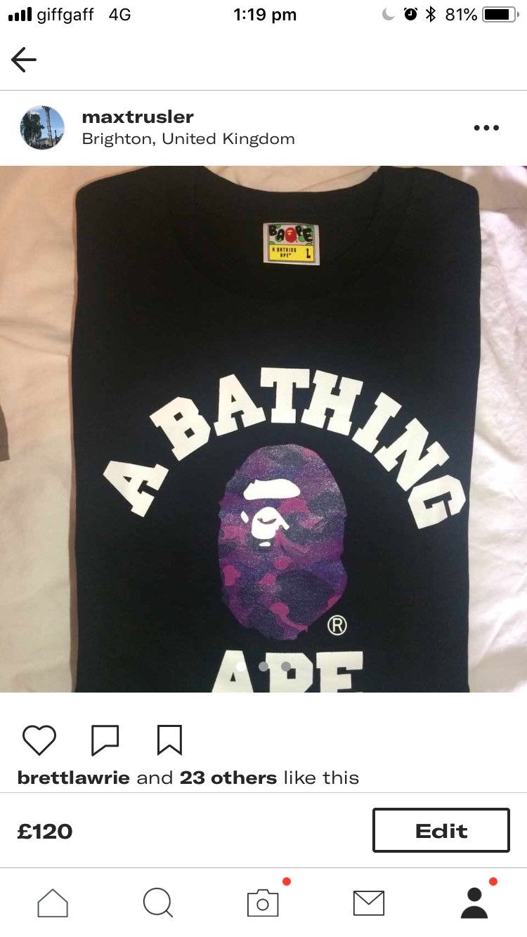 Bape College Tee Purple Hoodie, Sweatshirt | FlexRushtees.com