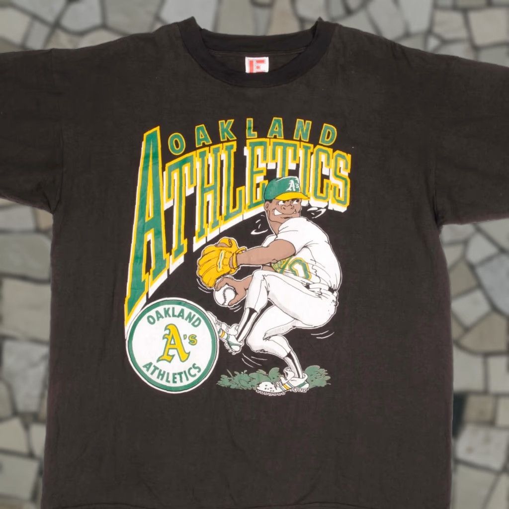 Vintage Mlb Oakland Athletics Tee Shirt 1990s Xl Unisex Black 100 Cotton Graphic Tee Hoodie, Sweatshirt | FlexRushtees.com