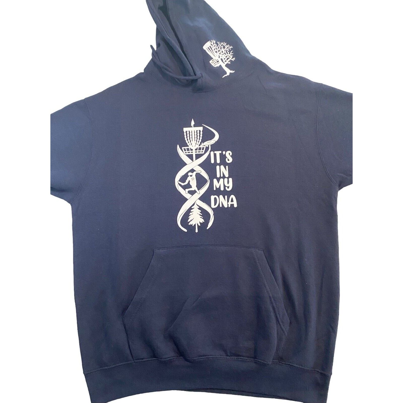 The Unbranded Brand Disc Golf Dna Custom Pullover Hoodie Size L Navy Blue T-Shirts, Sweatshirt | FlexRushtees.com