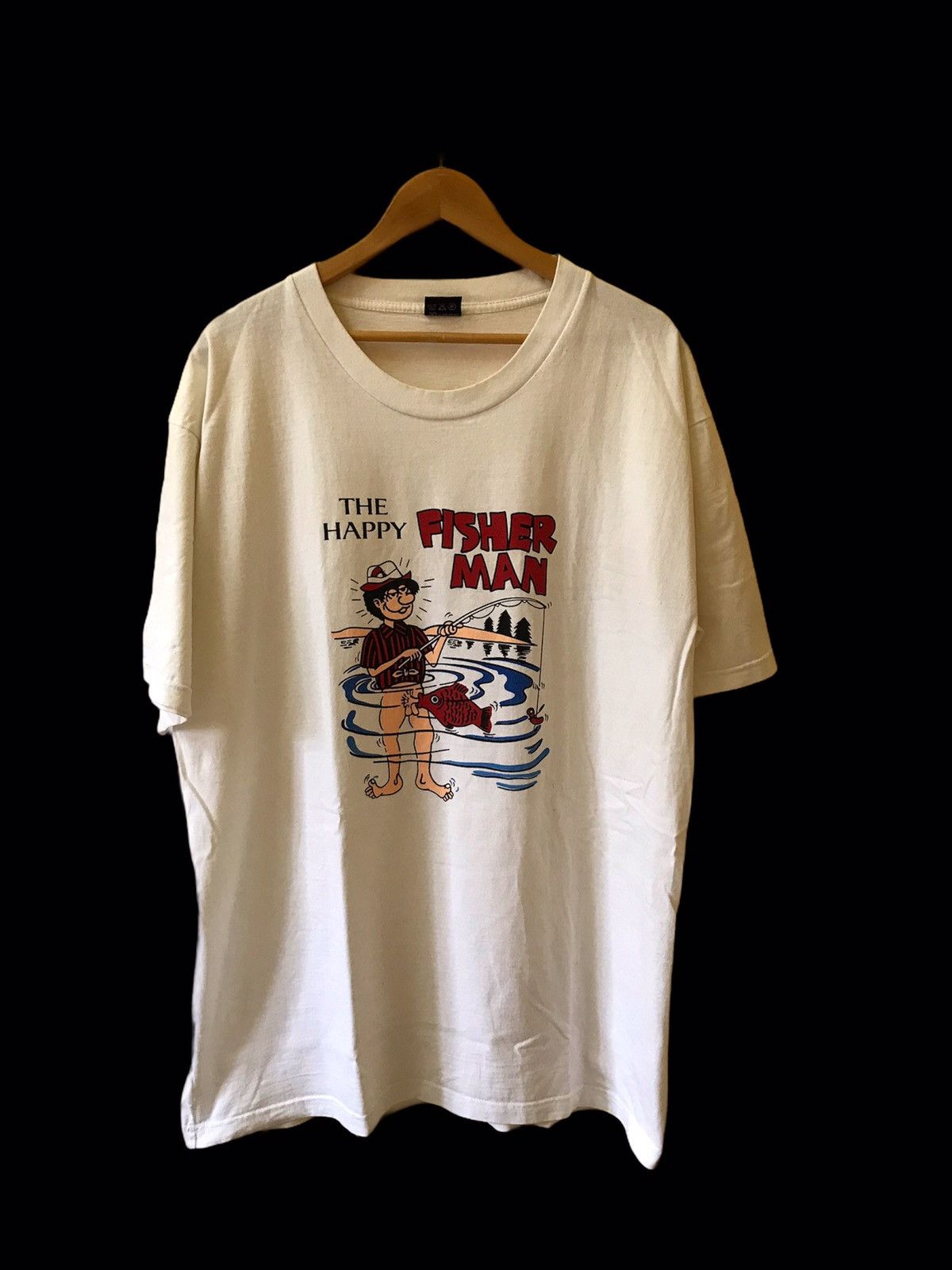 Vintage Funny T Shirt The Happy Fisherman Tee