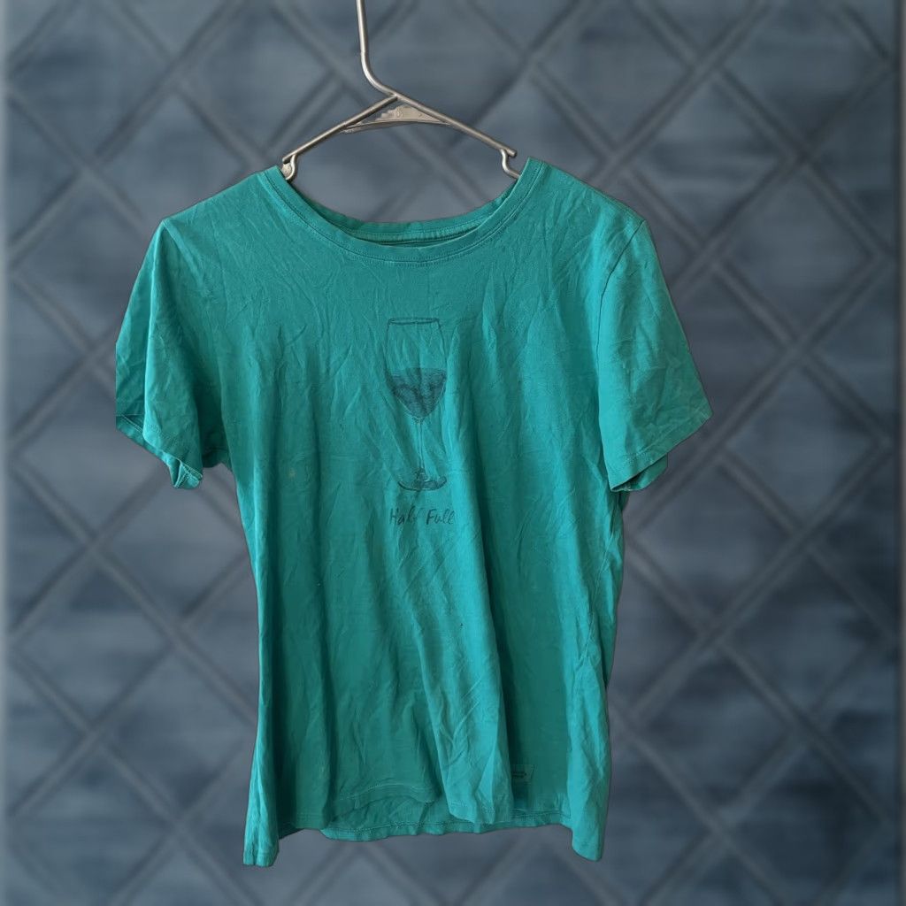 Life Is Good Vintage Life Is Good Womens Tee Short Sleeve Crusher Tee Turquoise Sz Small Teal Wine G
