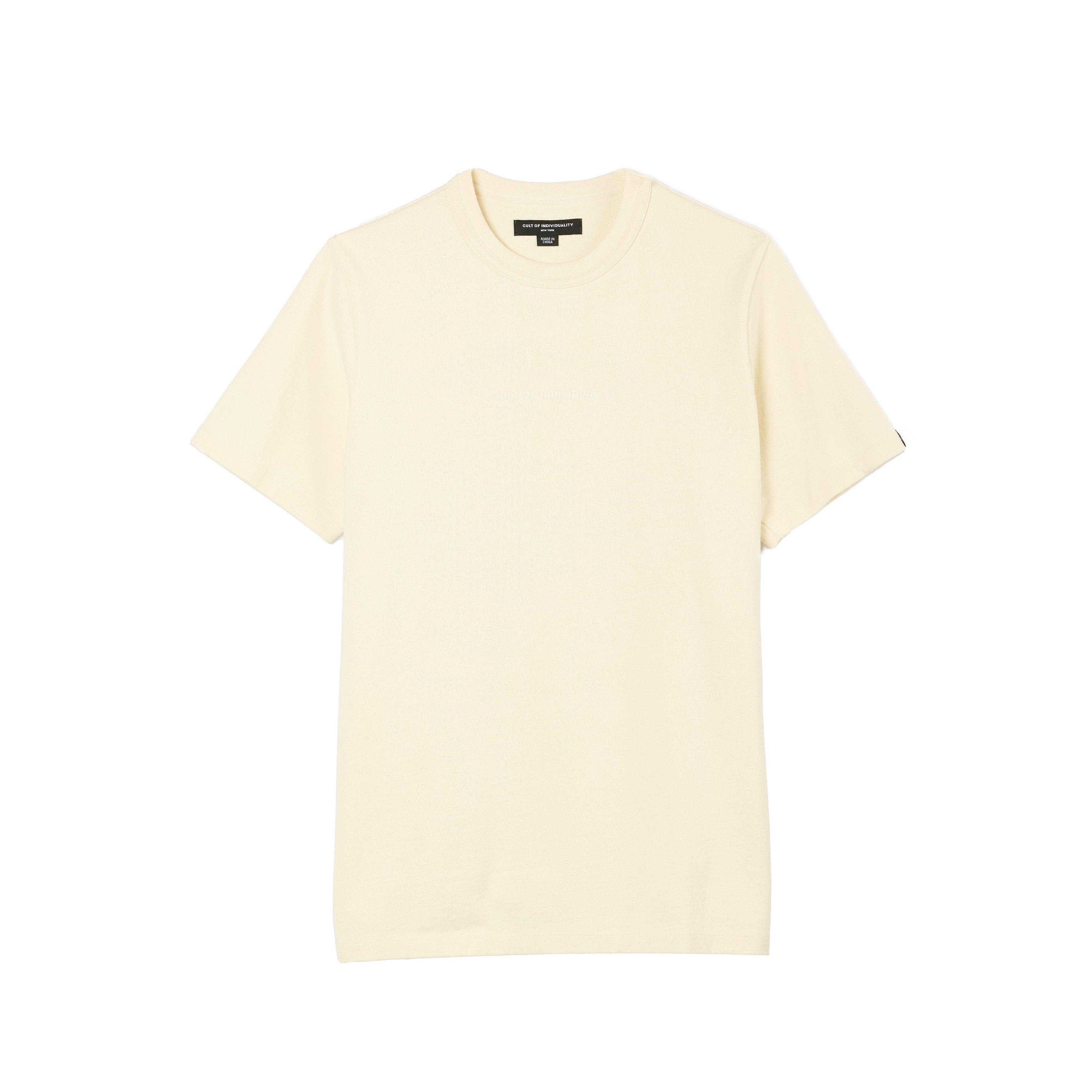 Short Sleeve Crew Neck Tee "Shimuchan" Logo in Winter White