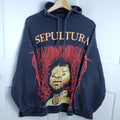 Tees Vintage Band 1996 Sepultura Roots Blue Grape Hoodie Sweatshirt | FlexRushtees.com