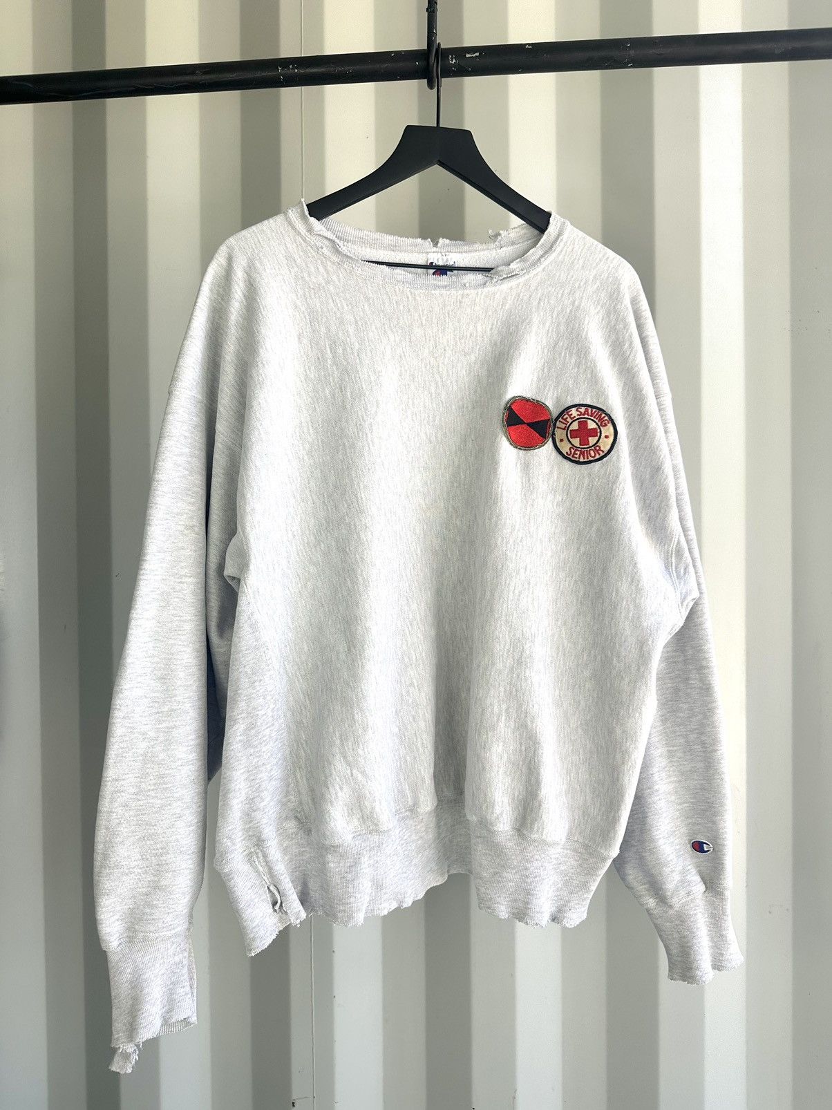 Russell Athletic Thrashed Faded Distressed Life Guard Sweatshirt Erd Grunge