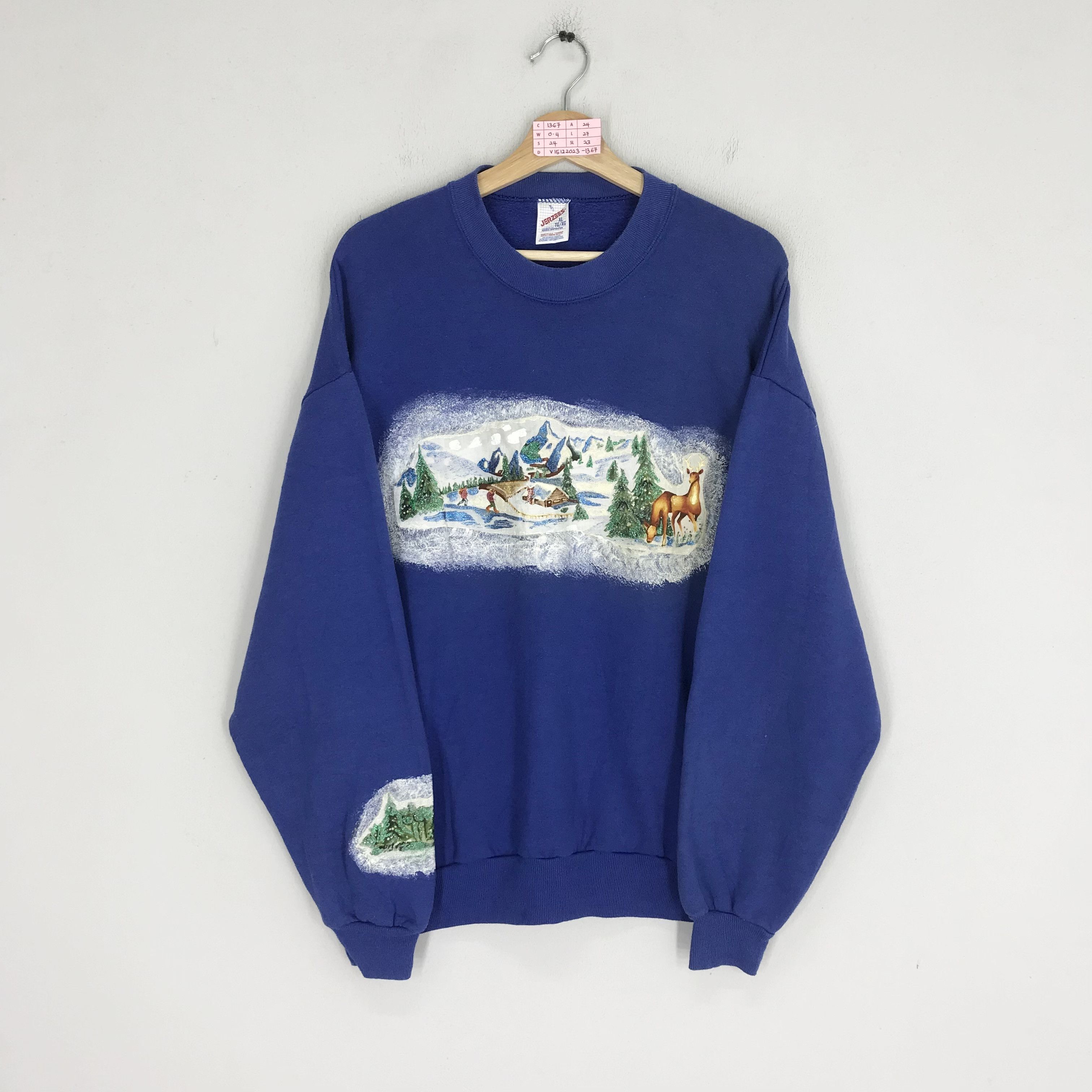 Jerzees X Vintage Vintage 90s Jerzees Whitetail Deer Snow Graphic Sweatshirt