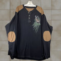 Vintage Legendary Shirt Mens Henley Thermal Shoulder Elbow Patch Whitetail Deer 3xl Black Co Hoodie, Sweatshirt
