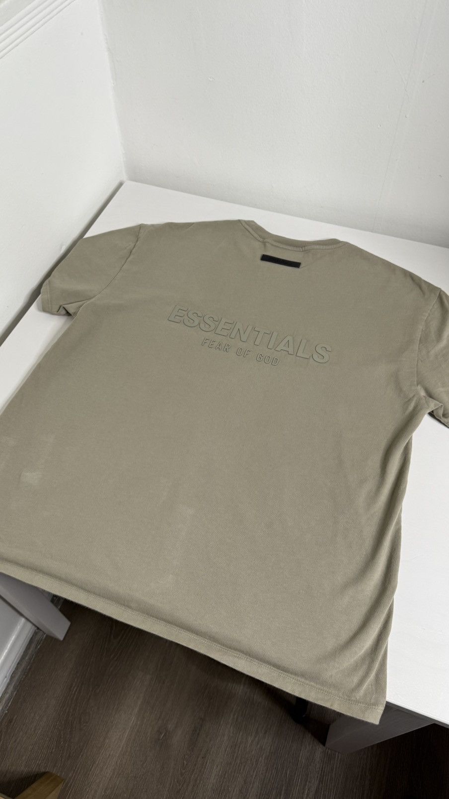 Essentials Back Logo Tee Taupe Hoodie, Sweatshirt | FlexRushtees.com