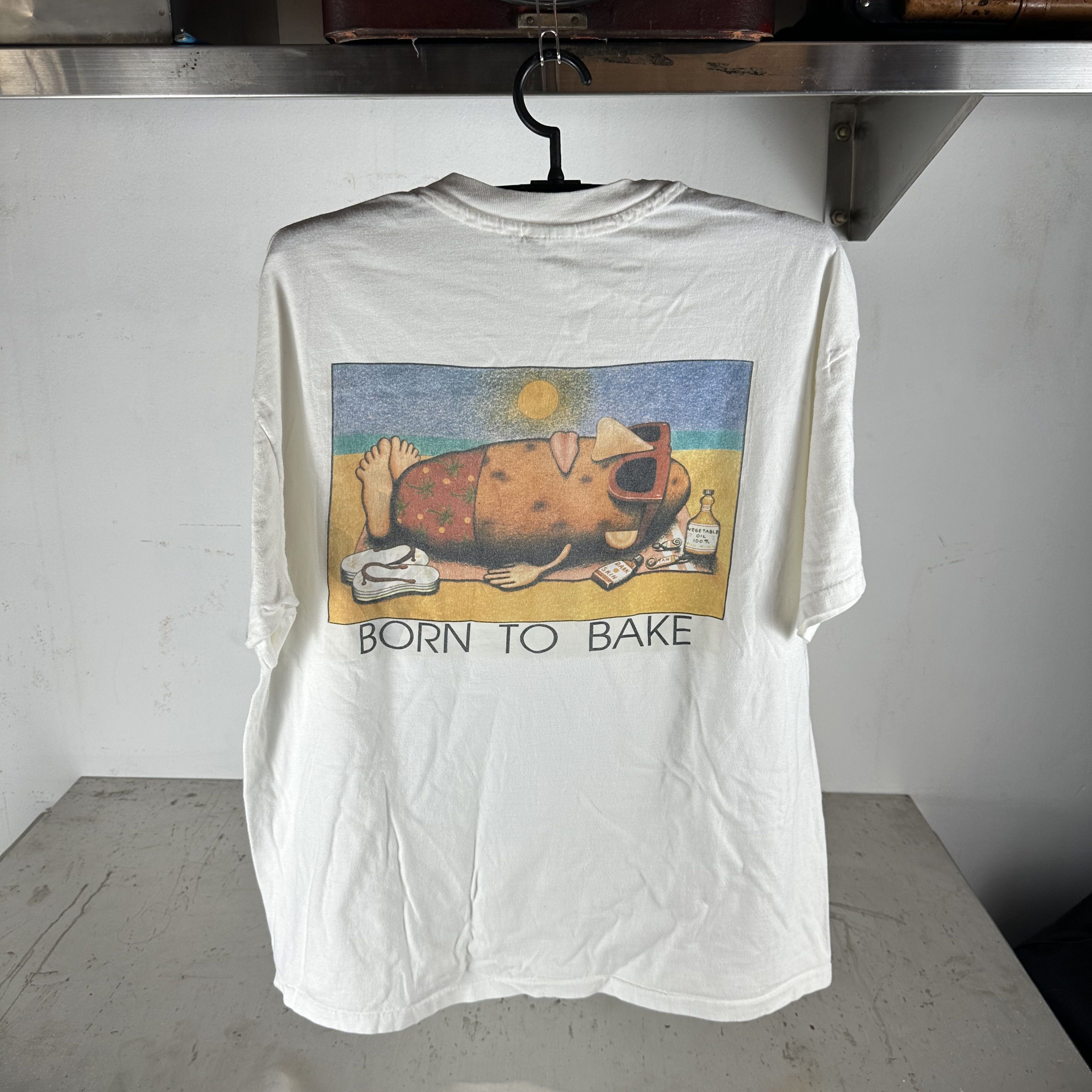 Vintage 90s Mr Potato Born To Bake Funny Artwork T Shirt Hoodie, Sweatshirt | FlexRushtees.com