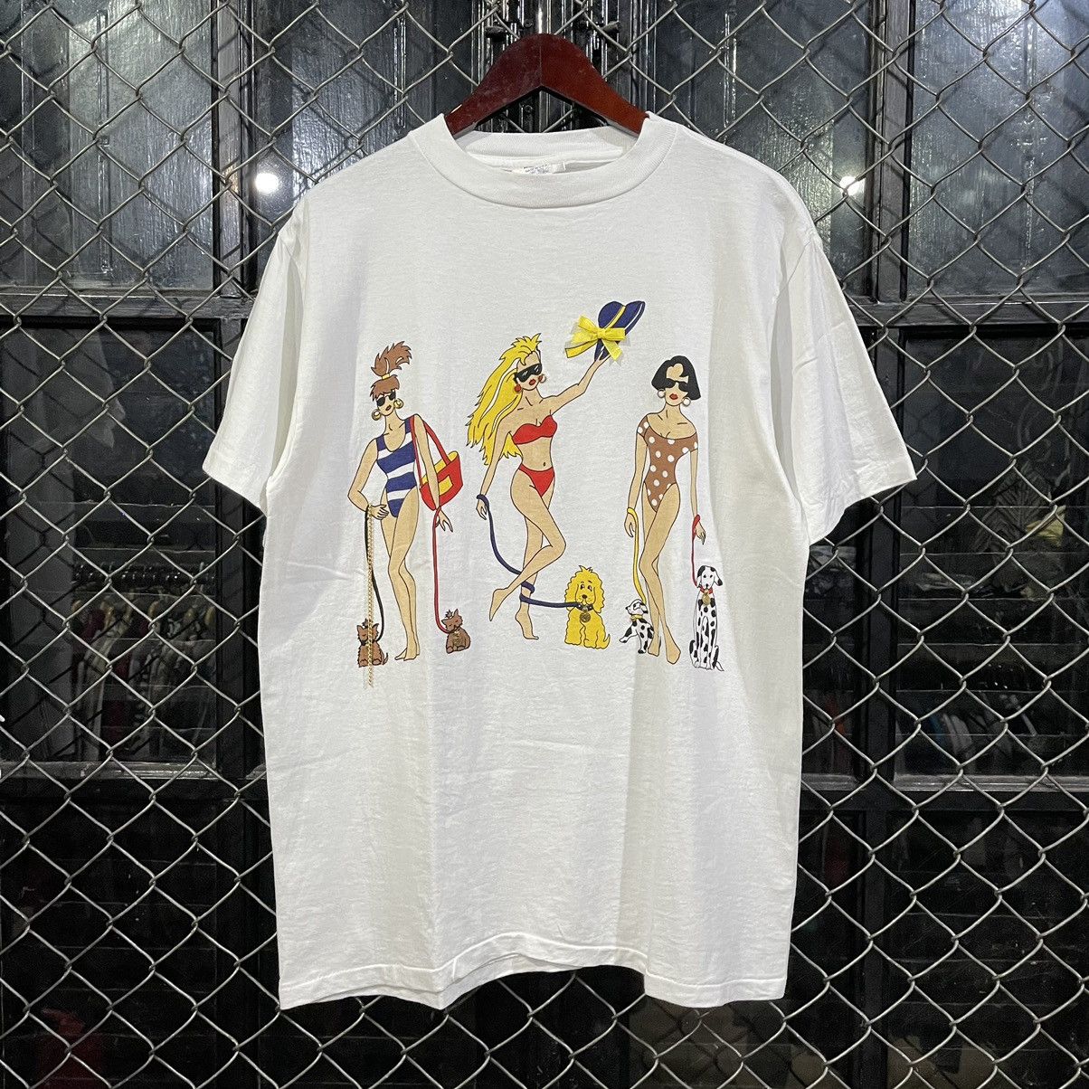 Vintage 90s Art Bikini Beach Dalmation Tee