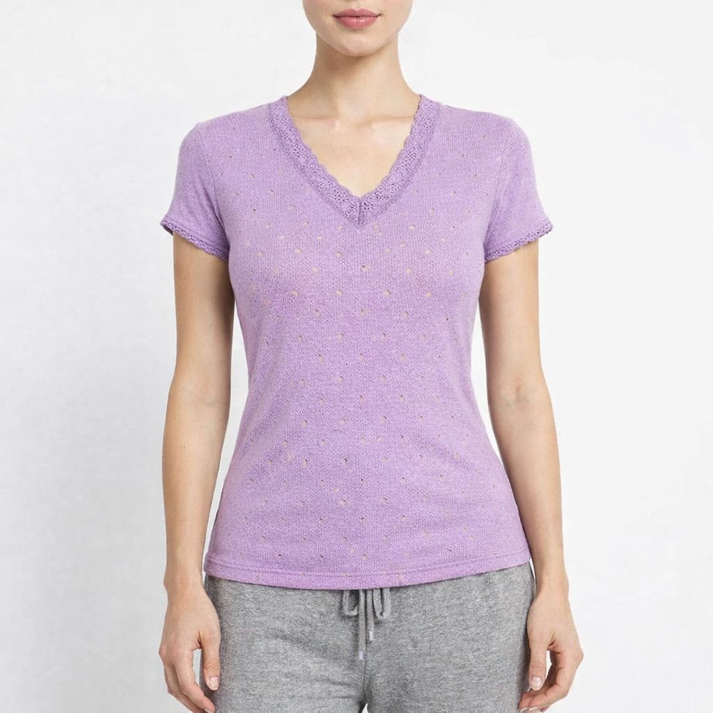 Gap Vtg Pointelle Lace Trim V Neck Pj Tee Spring Summer Y2k Hoodie, Sweatshirt | FlexRushtees.com