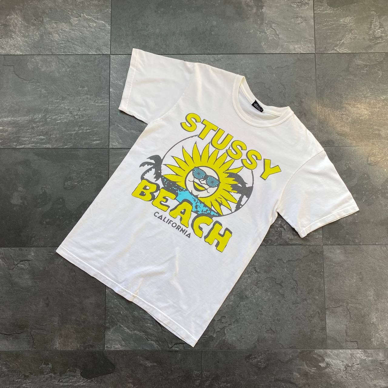Stussy X Vintage Rare Stussy Big Logo Tee Shirt Beach California