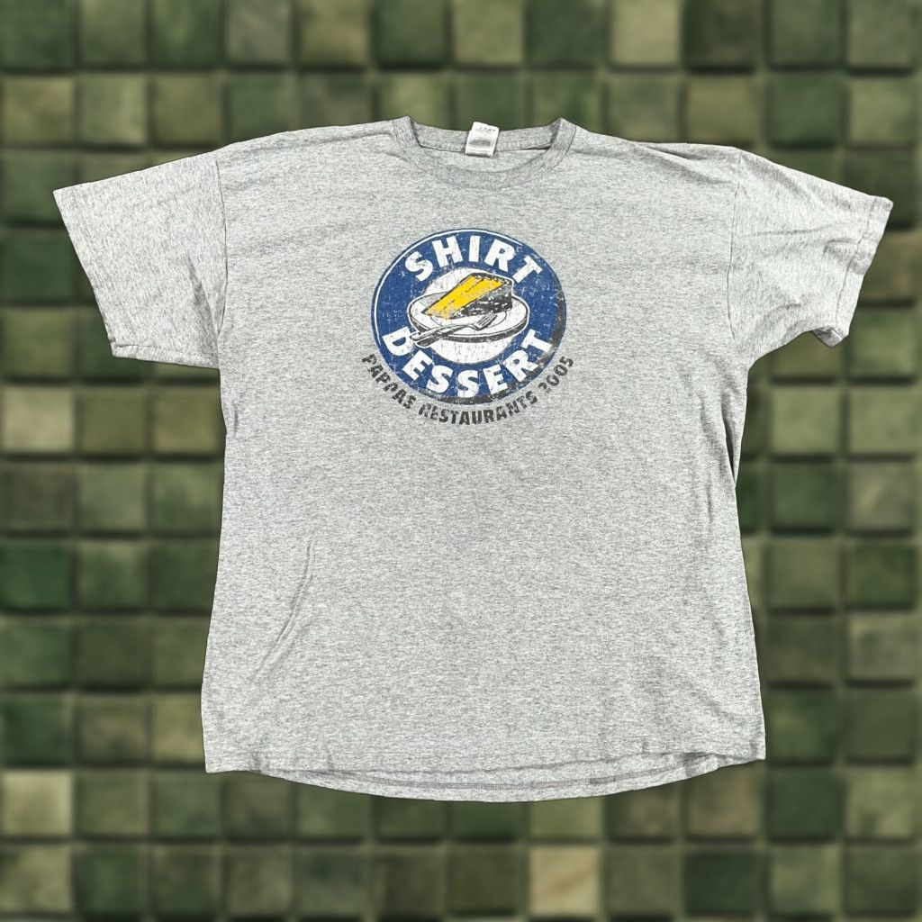 Fruit Of The Loom Vintage Pappas Restaurant Shirt Mens Xxl Grey Shirt Dessert Graphic Tee Y2k Logo Hoodie, Sweatshirt