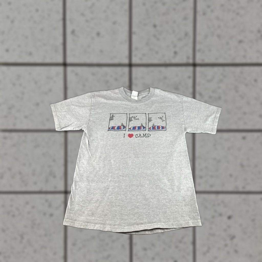 Hanes Vintage Summer Camp T Shirt Mens Medium Cotton Graphic Print Love Y2k 2000s Gray Hoodie, Sweatshirt | FlexRushtees.com