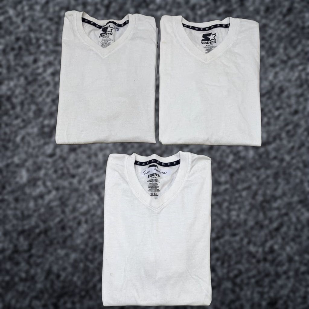 Starter T Shirt Lot Of 3 Men S Medium Crewneck White Basic Shirt Mens Short Sleeve Cotton Cl