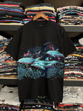 Vintage 90s Habitat Xciii Dolphin Sea Ocean Animal Black Tee
