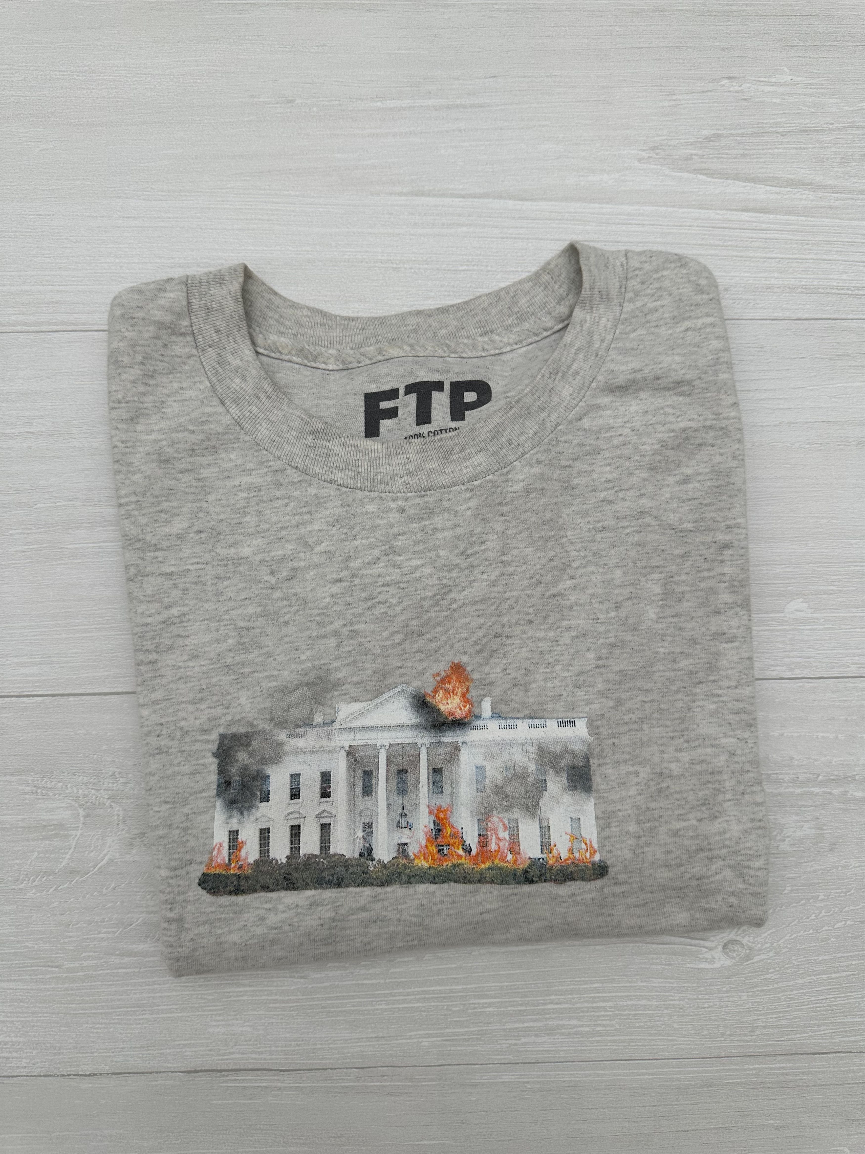 The Population Fuck The Population Grey Burning White House Tee Large Hoodie, Sweatshirt | FlexRushtees.com