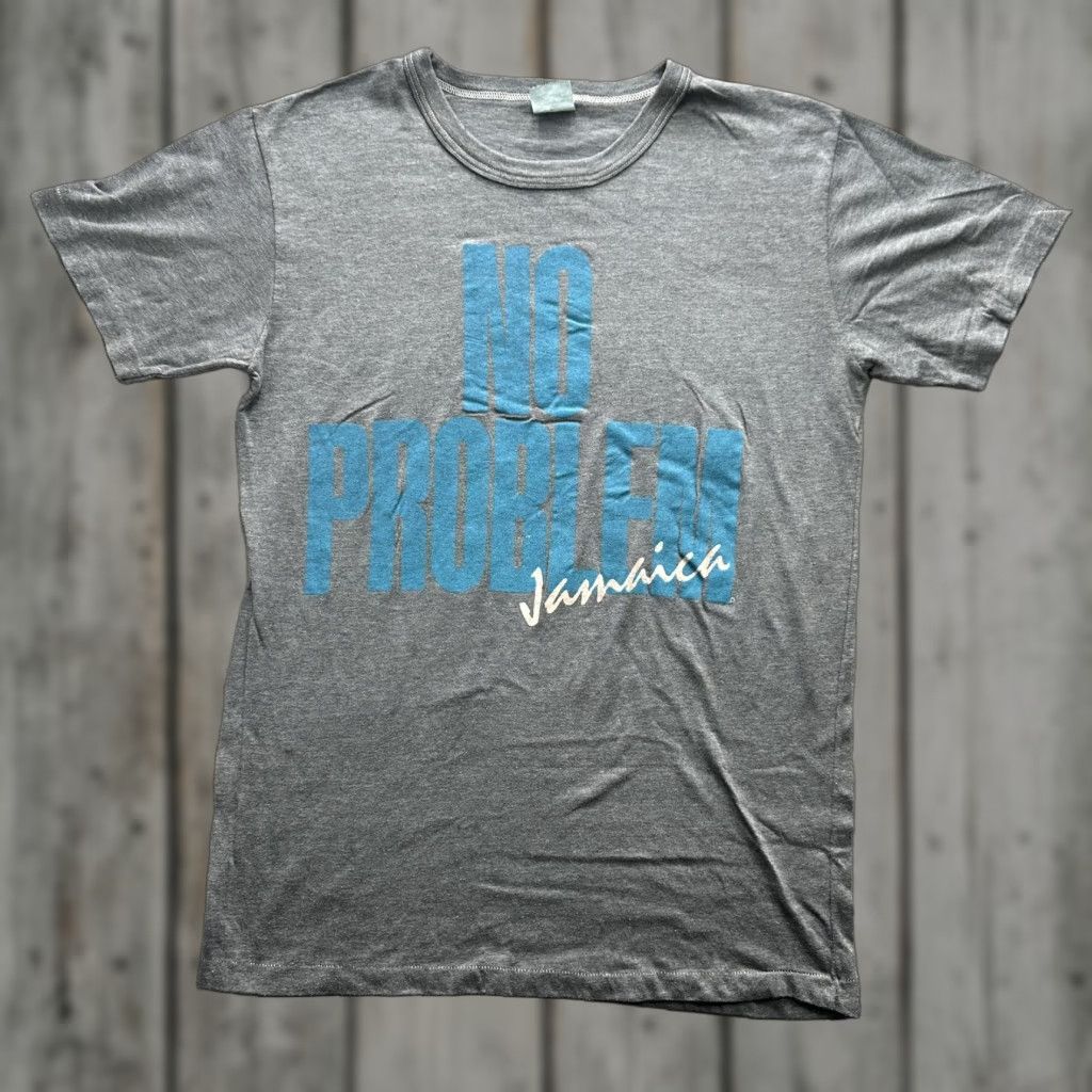 Vintage Jamaica Shirt Mens Medium Gray No Problem Graphic Tee 90s Travel Souvenir Tropical C