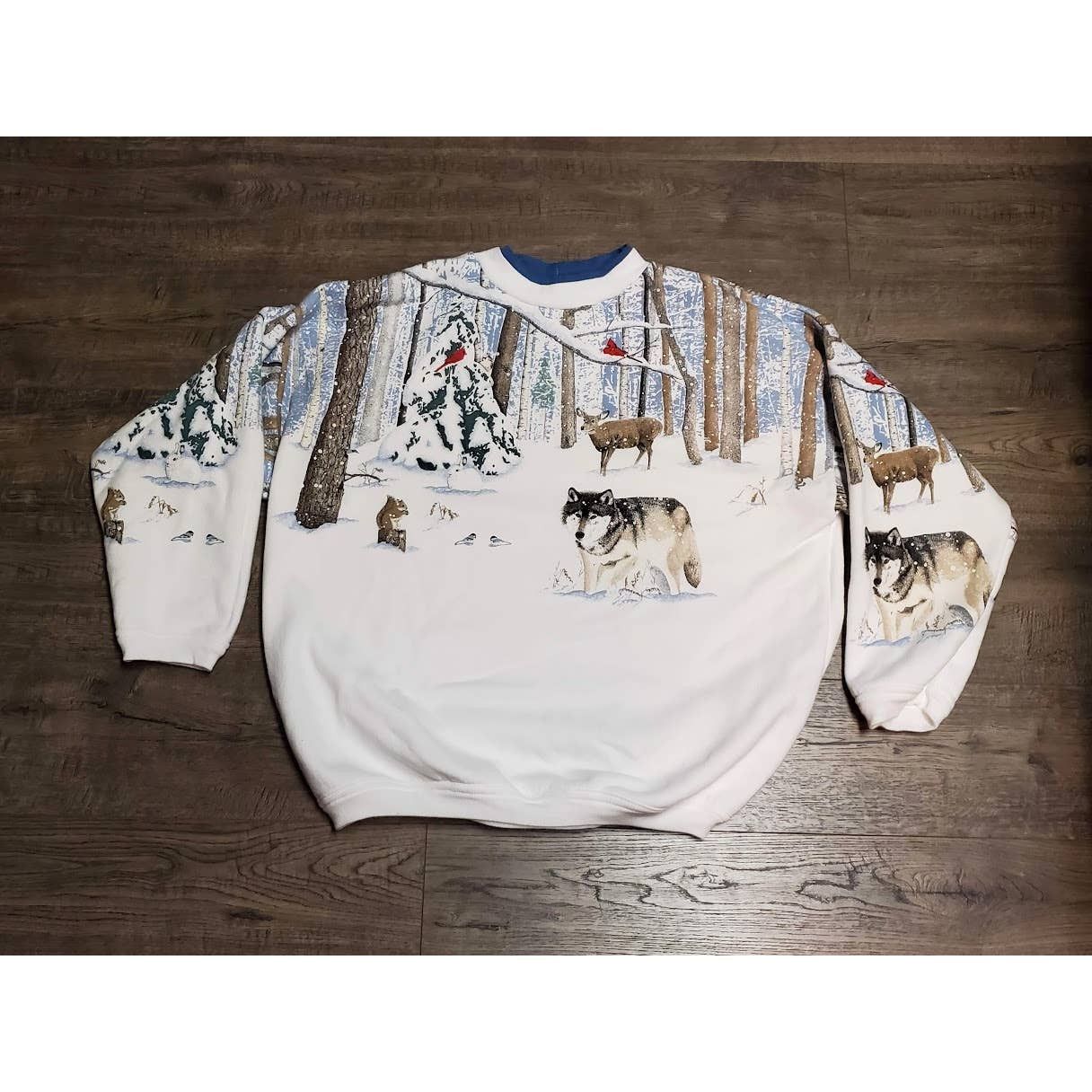 Large Vintage 90s Animal Nature Winter Art Sweatshirt T-Shirts, Hoodie | FlexRushtees.com