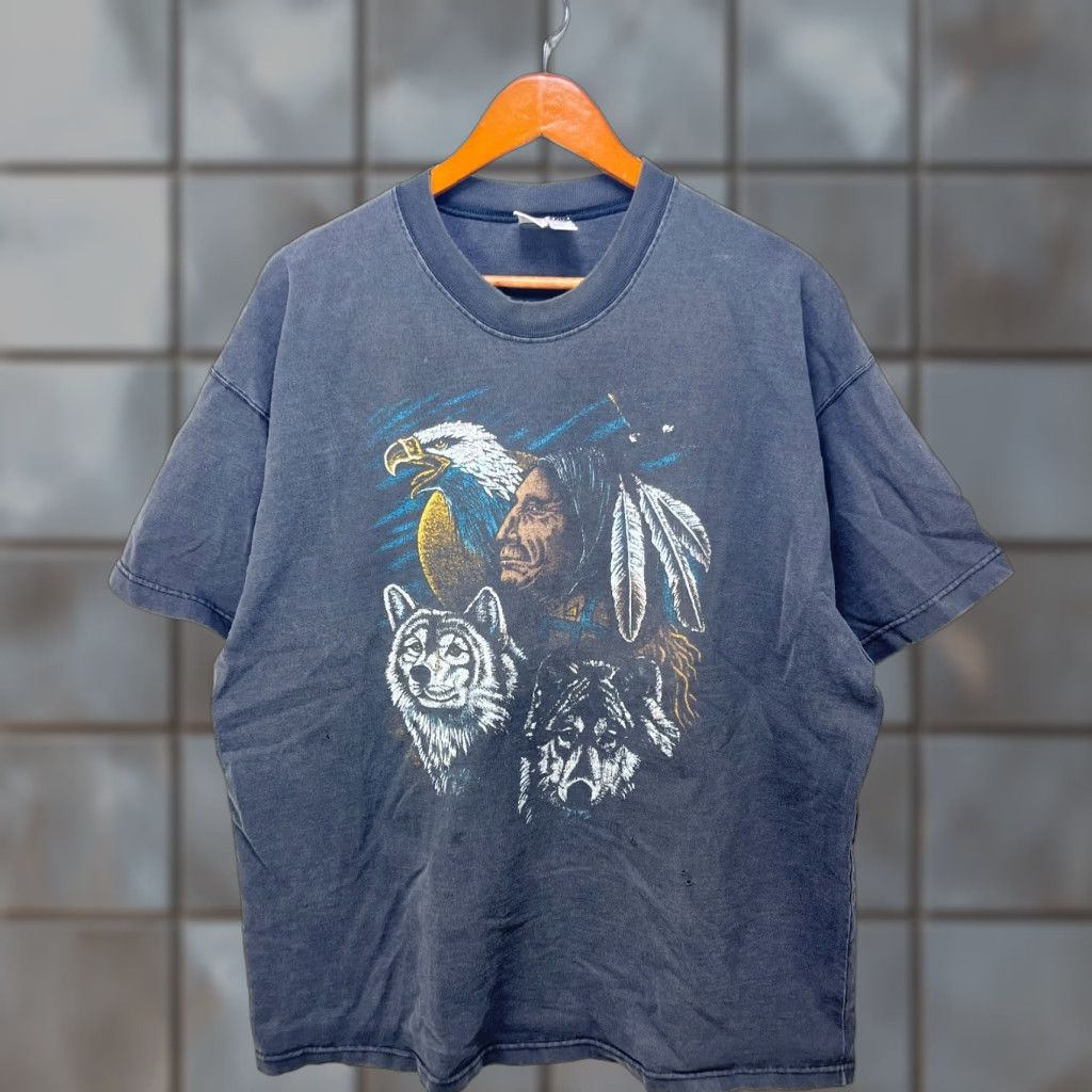 Native Vintage Sun Faded Native Biker Wolf Eagle Nature T Shirt 2xl Black Mens T Shirt 90s Style Con Hoodie, Sweatshirt