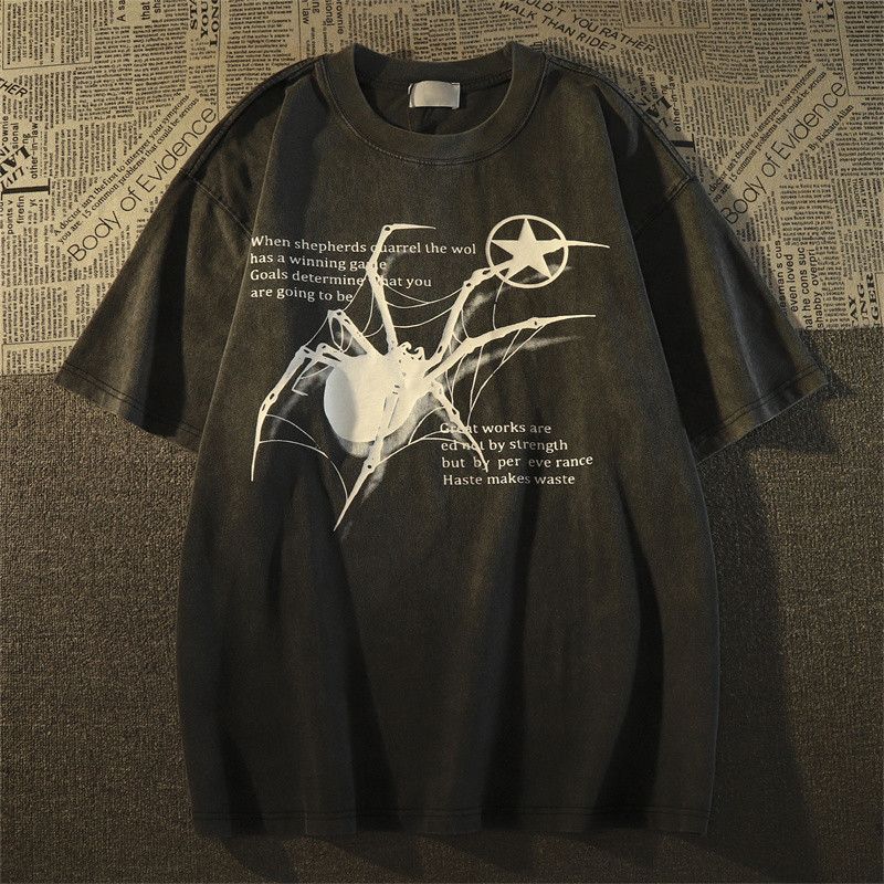 Japanese Brand Arachnid Spider 5 Star Black Printed Tee Hoodie, Sweatshirt | FlexRushtees.com