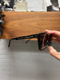 Laurent Paris Saint Laurent Black Silver Cursive Logo Square Shape Black Tinted Sunglasses