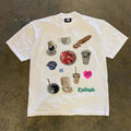 Vintage White Food Print Tee Hoodie, Sweatshirt | FlexRushtees.com