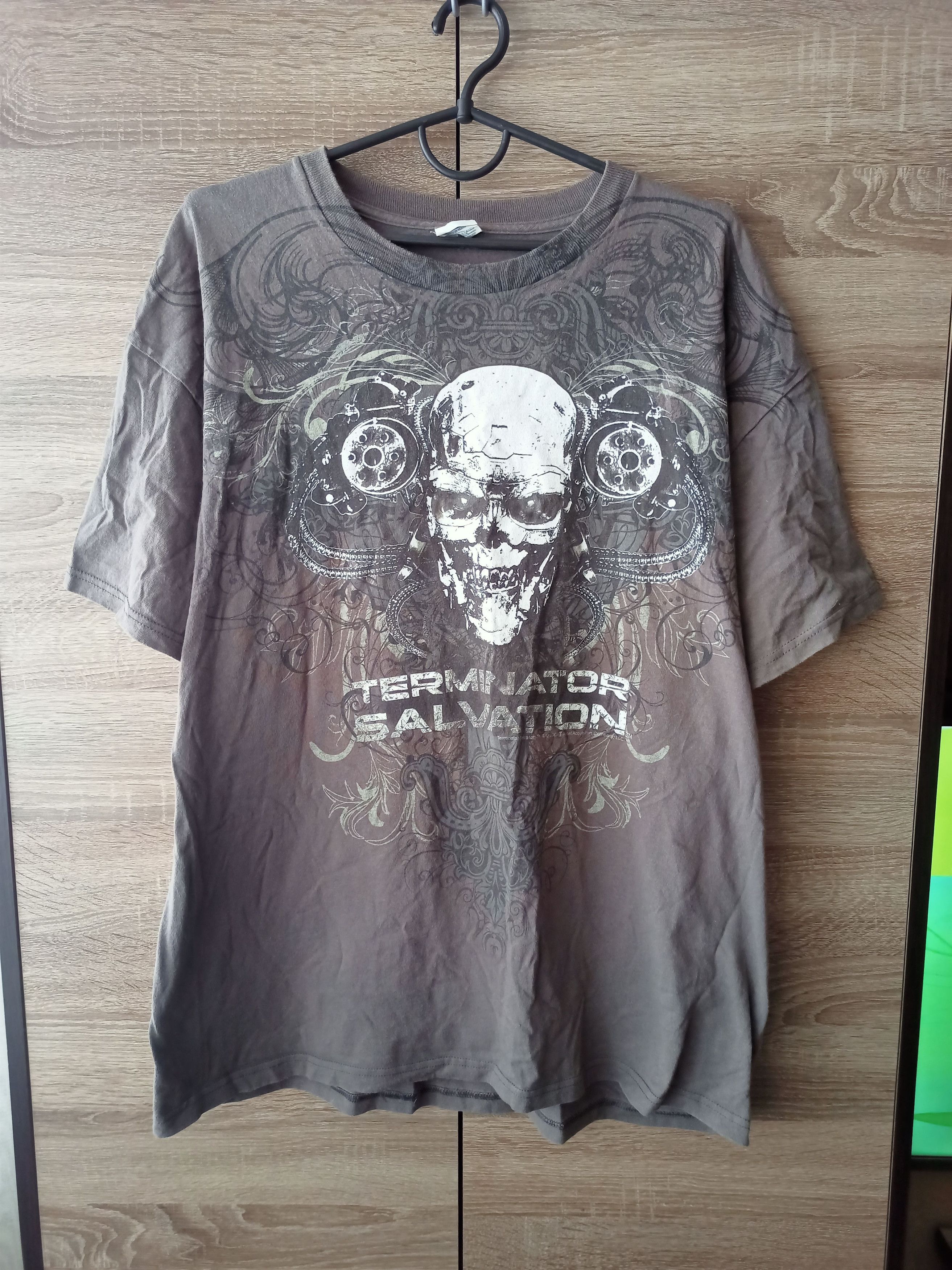 Vintage Terminator Salvation Delta Tag Merch T Shirt 2009 Brown Gray