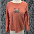 Is Good Life Is Good Women S T Shirt Orange Happy Camper V Neck Long Sleeve Relaxed Fit Size M