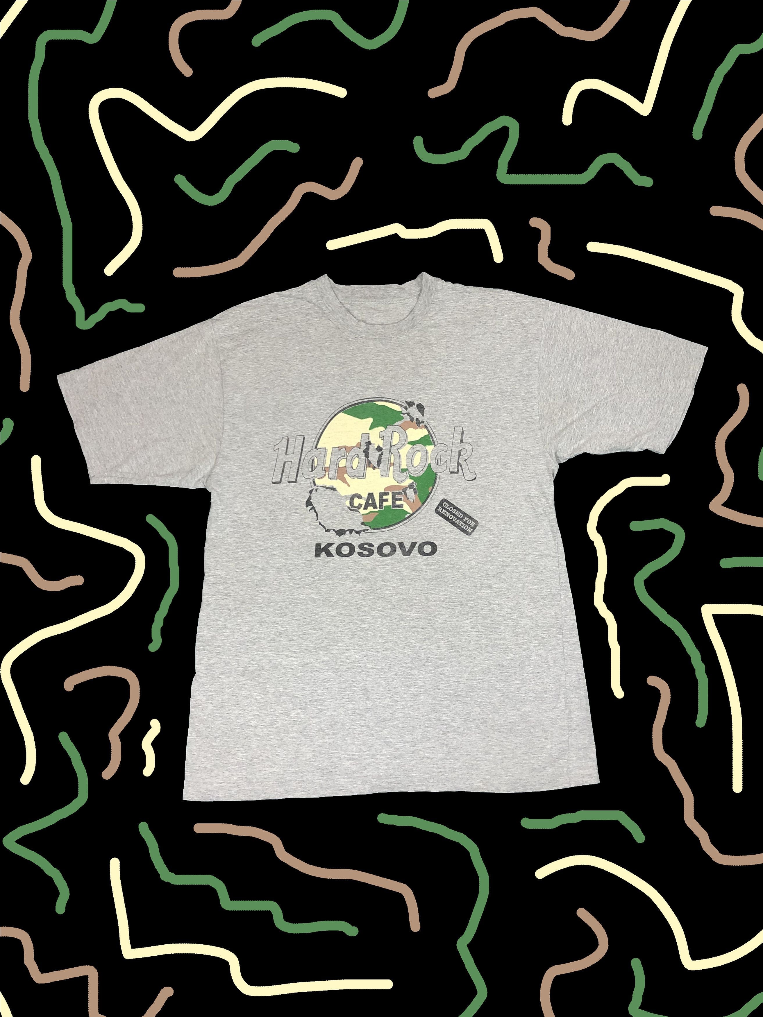 Vintage Hard Rock Cafe T Shirt Kosovo European Streetwear Hoodie, Sweatshirt | FlexRushtees.com