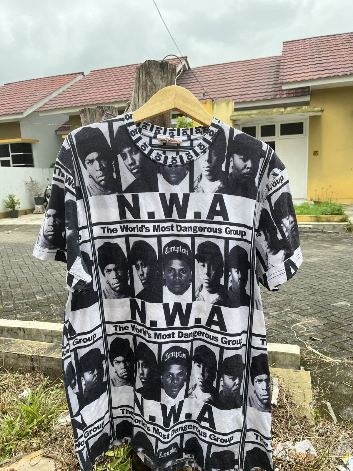 Vintage Nwa All Over Black And White Rap Tees Hoodie, Sweatshirt | FlexRushtees.com