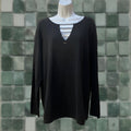 Factory Quacker Factory Women S Black Long Sleeve Sweater With Rhinestones Size L 100 Cotton