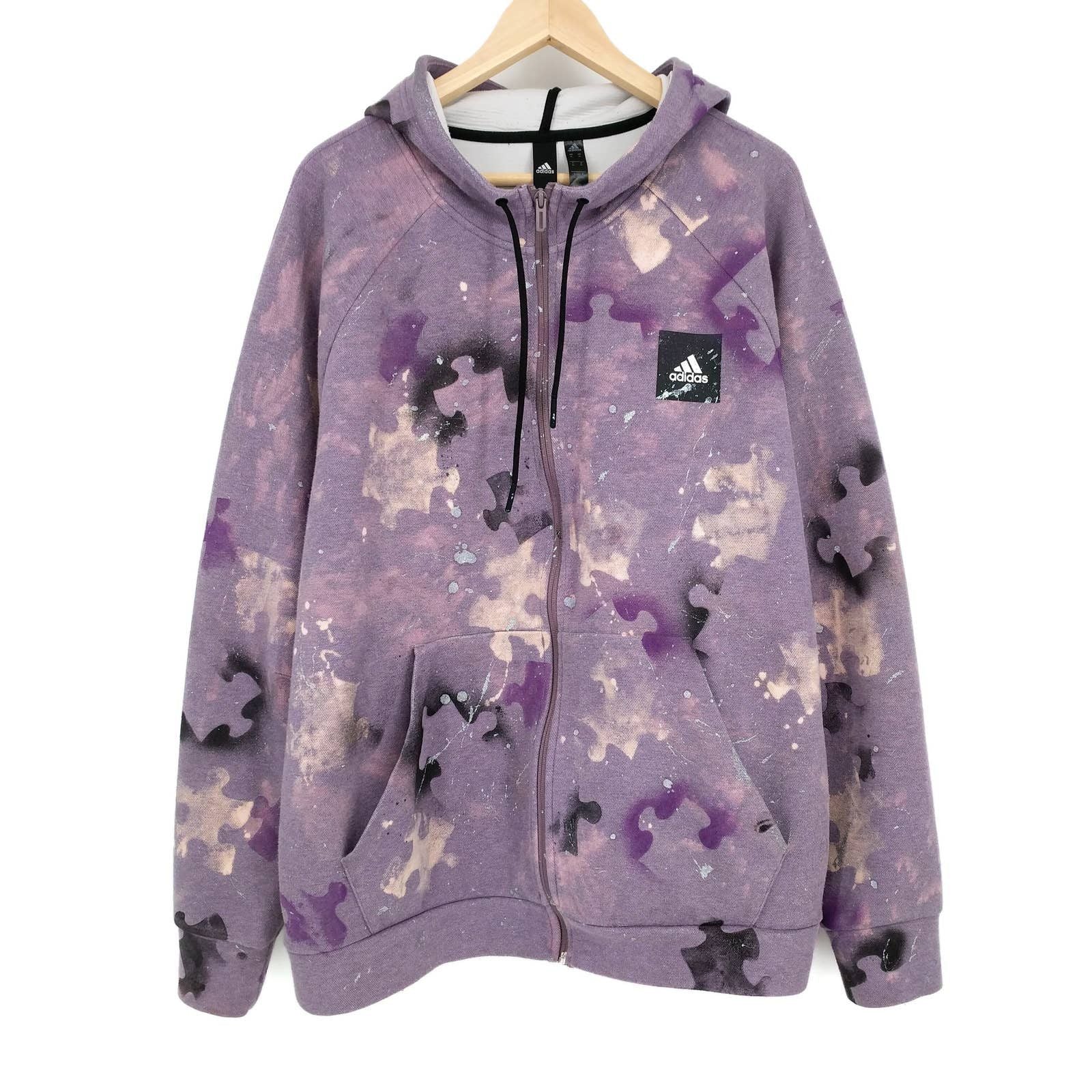 Adidas Custom Painted Puzzle Hoodie Sweatshirt Graffiti Xl