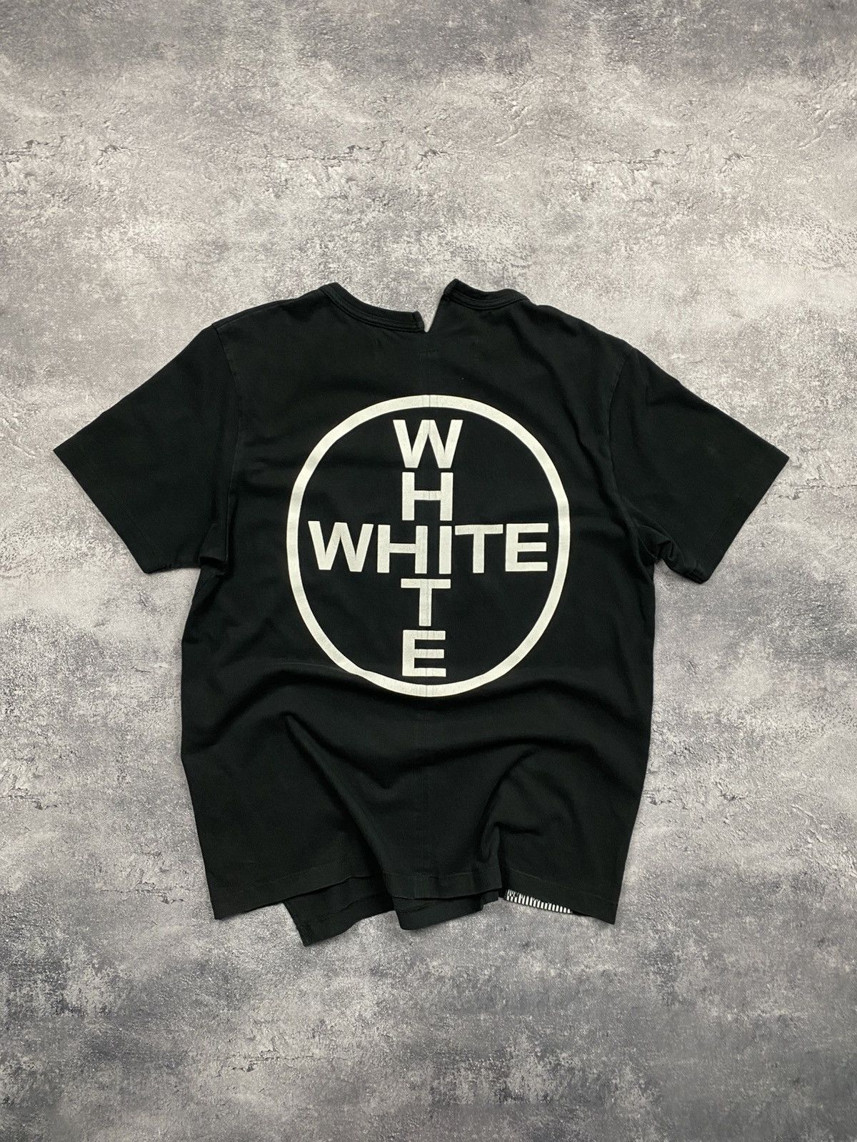 White Off White T Shirt Big Round Logo Black Rare Tee Hoodie, Sweatshirt | FlexRushtees.com