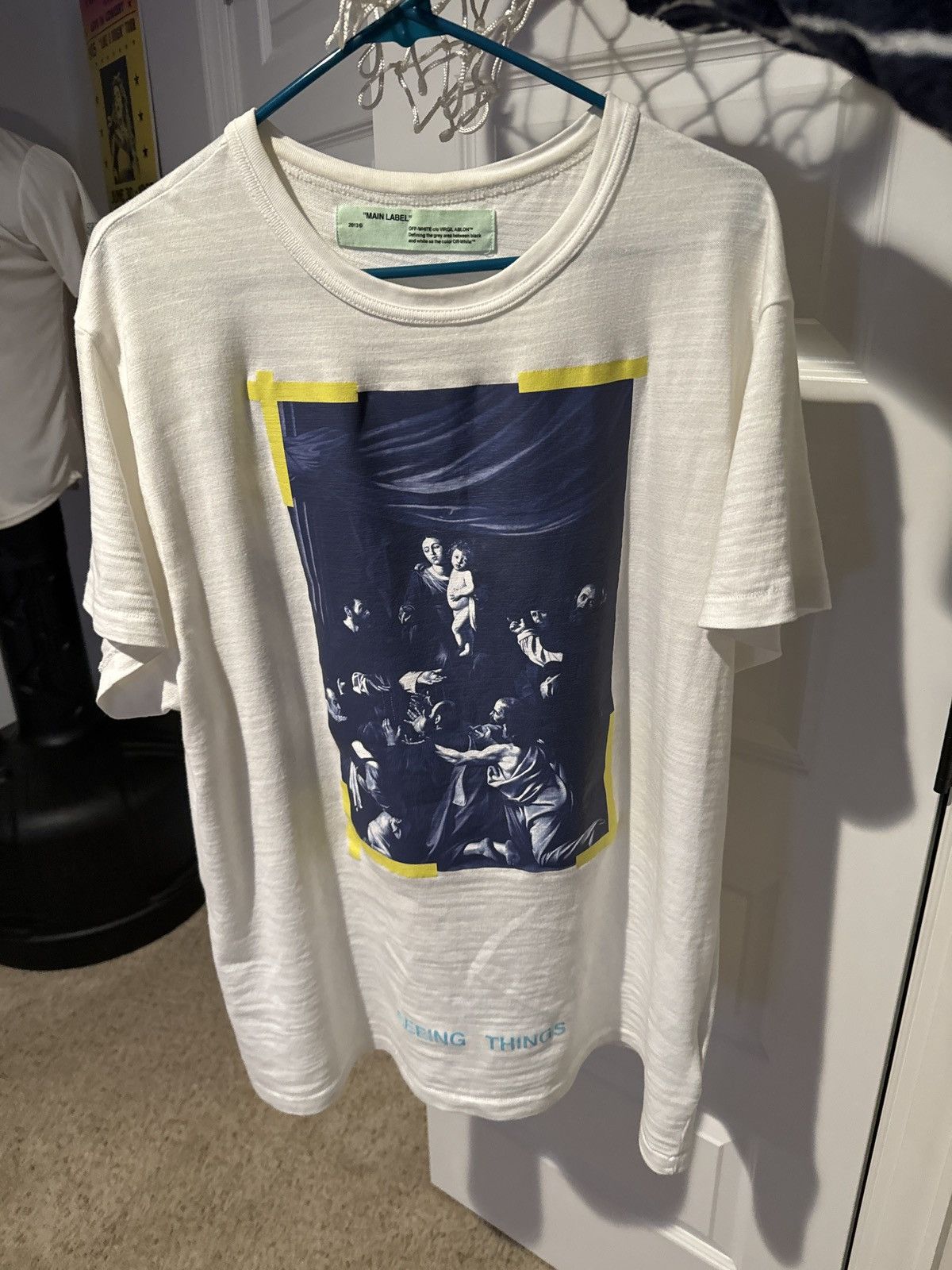 White Off White Caravaggio Tee Hoodie, Sweatshirt | FlexRushtees.com