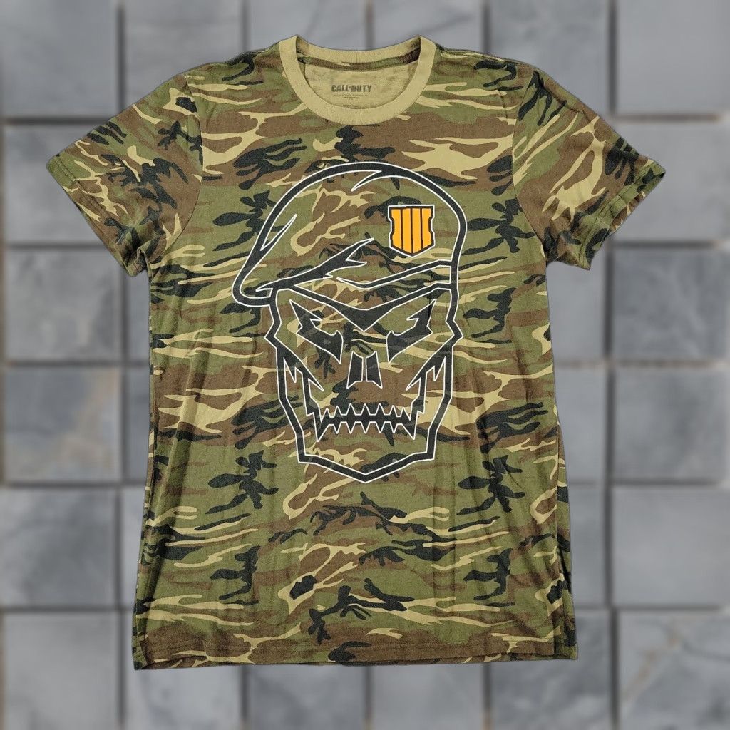 Vintage Call Of Duty T Shirt Men S Large Green Camo Video Game Graphic Short Sleeve