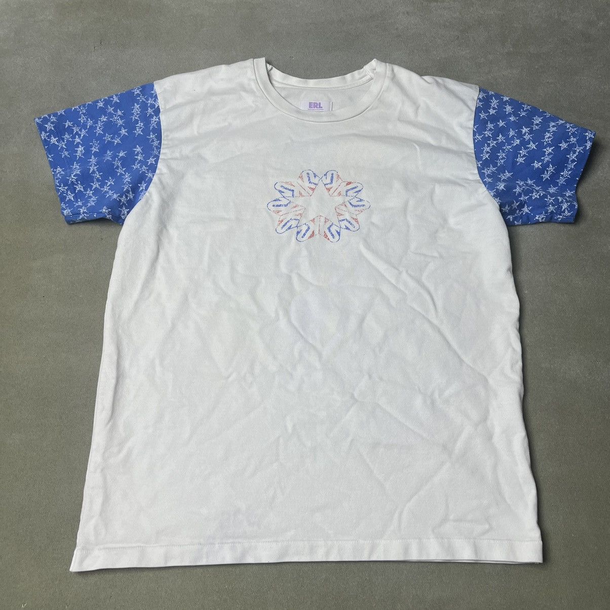 Erl Heavyweight Faded Star Print Tee In White Hoodie, Sweatshirt | FlexRushtees.com
