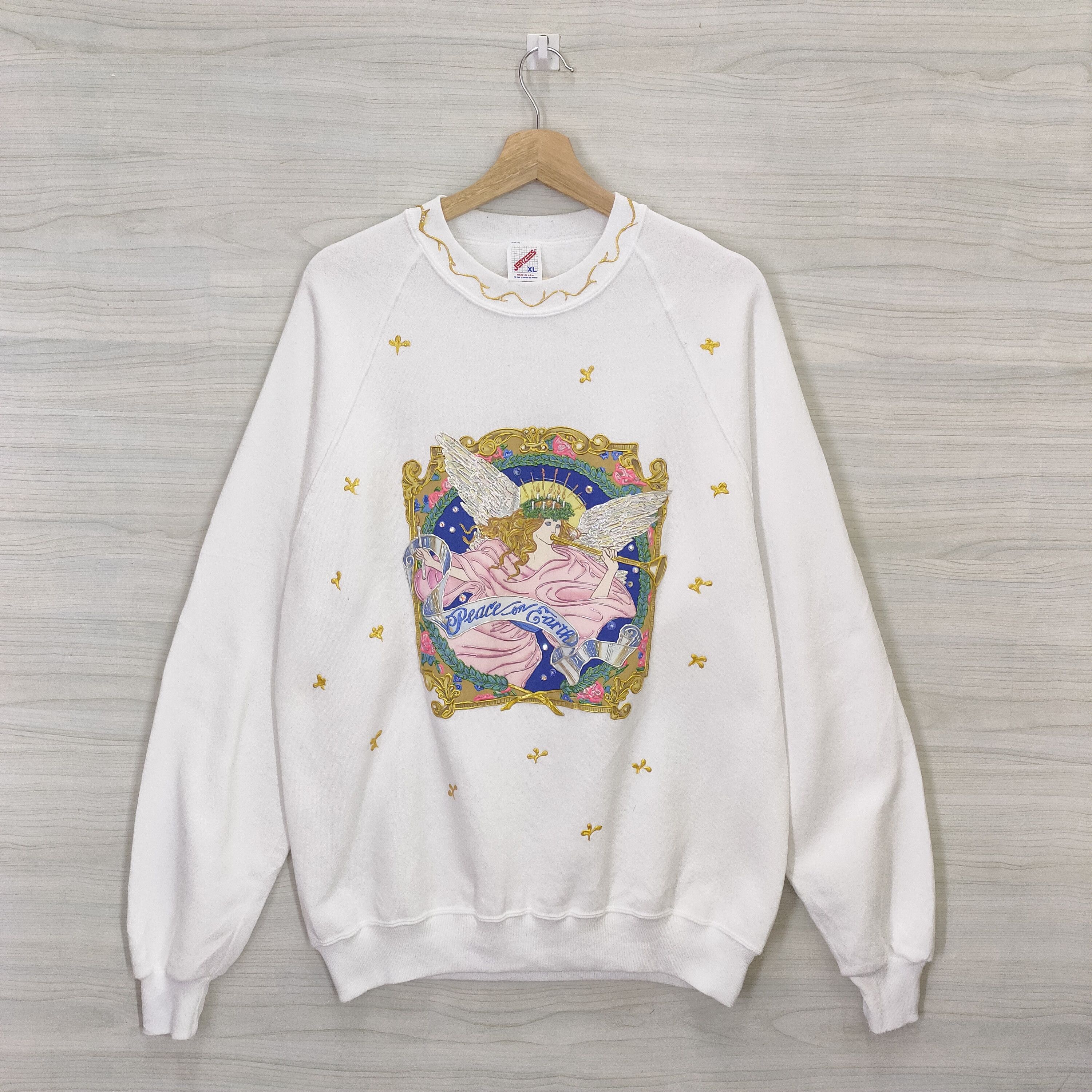 Vintage 80s Jerzees Crewneck Peace On Earth