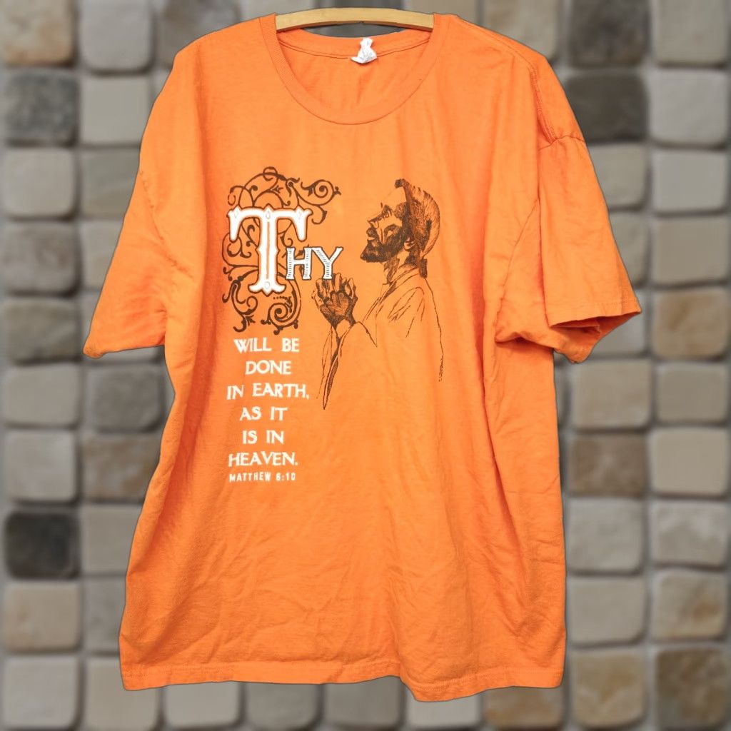 Vintage Delta Christian T Shirt Men 2xl Short Sleeve Crew Neck Orange Jesus Bible 80s 90s Mexi Hoodie, Sweatshirt