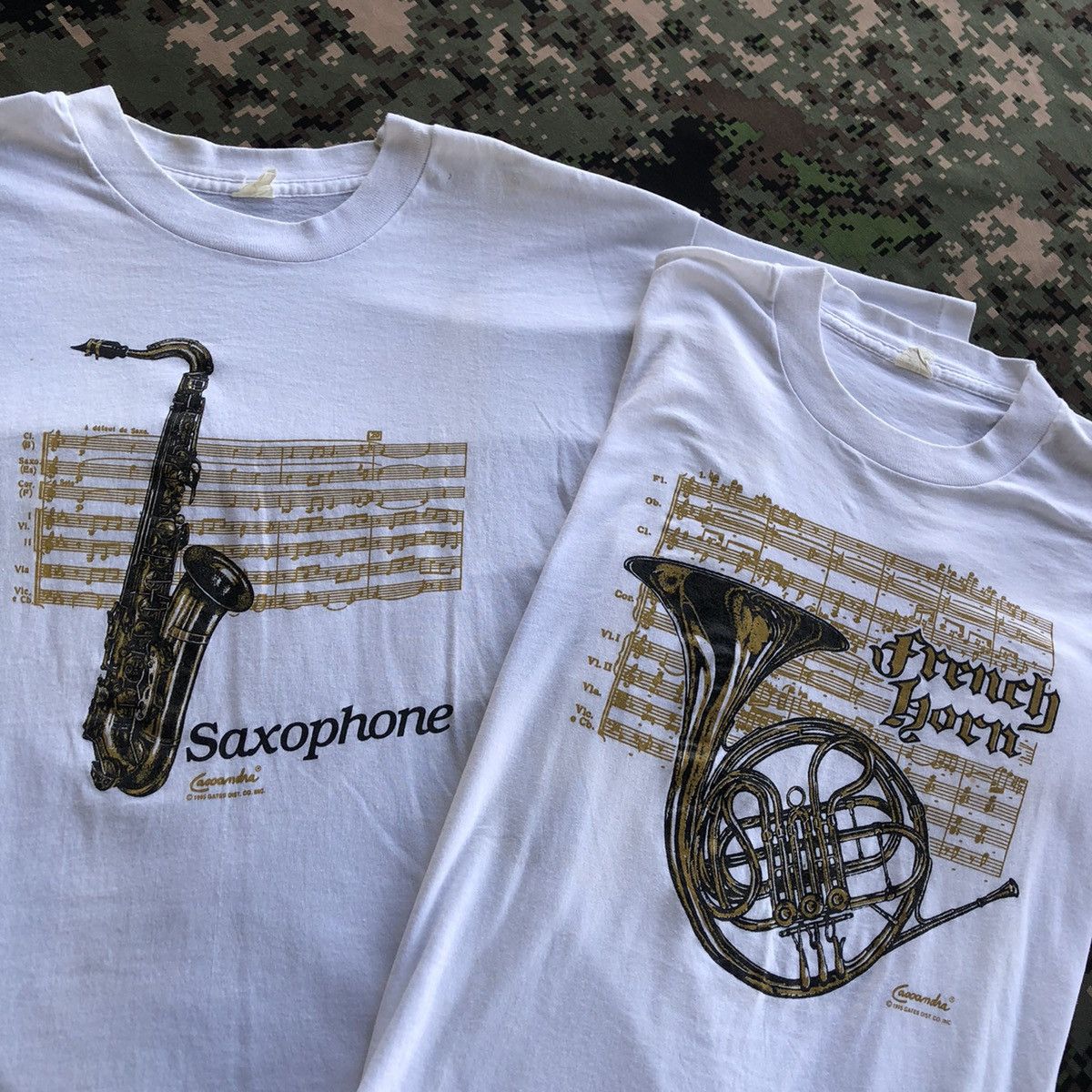 Vintage Vtg 90s Saxophone French Horn Illustration Lot Tshirt Hoodie, Sweatshirt | FlexRushtees.com