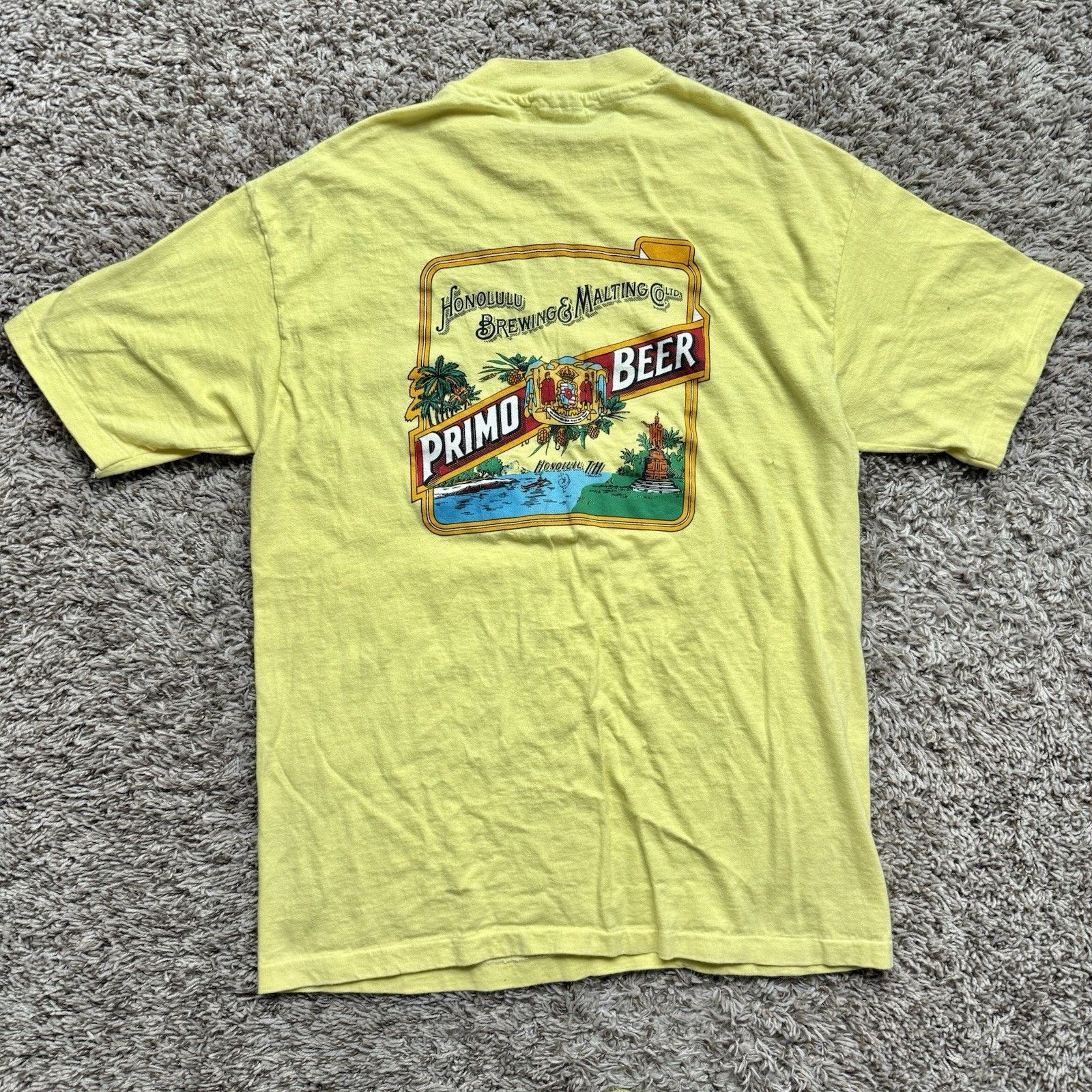 Vintage 1985 Primo Beer Yellow T Shirt Honolulu Hawaii Hoodie, Sweatshirt | FlexRushtees.com