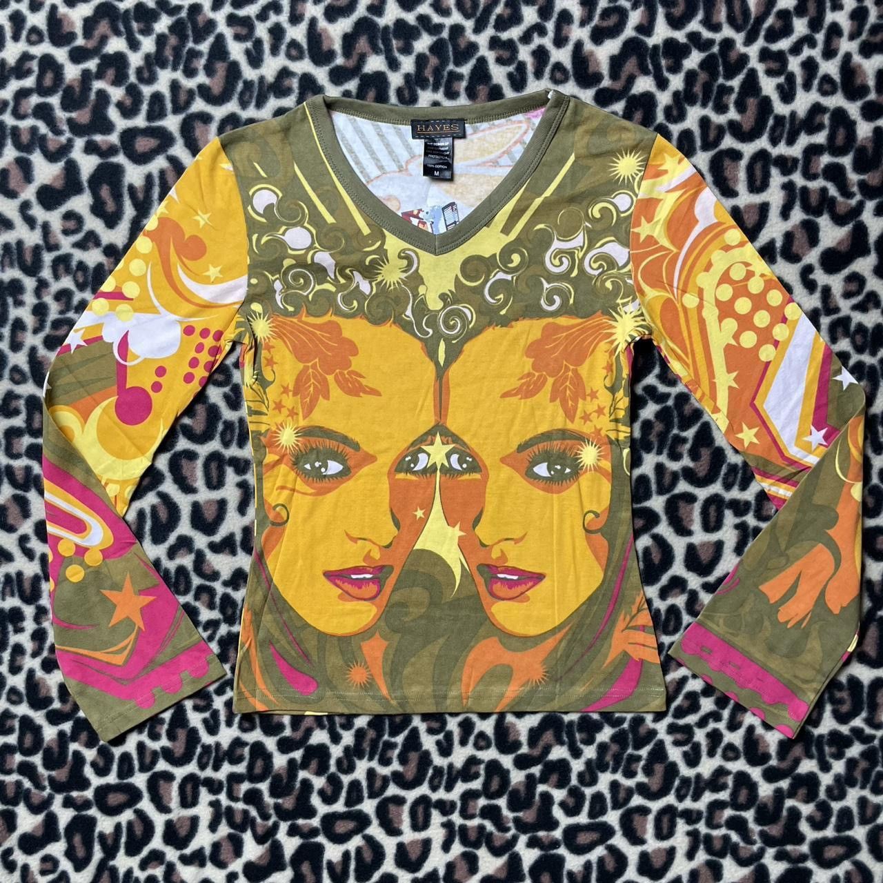 Custo Barcelona Nwt Y2k Hayes By Custo Barcelona Graphic Long Sleeve Top