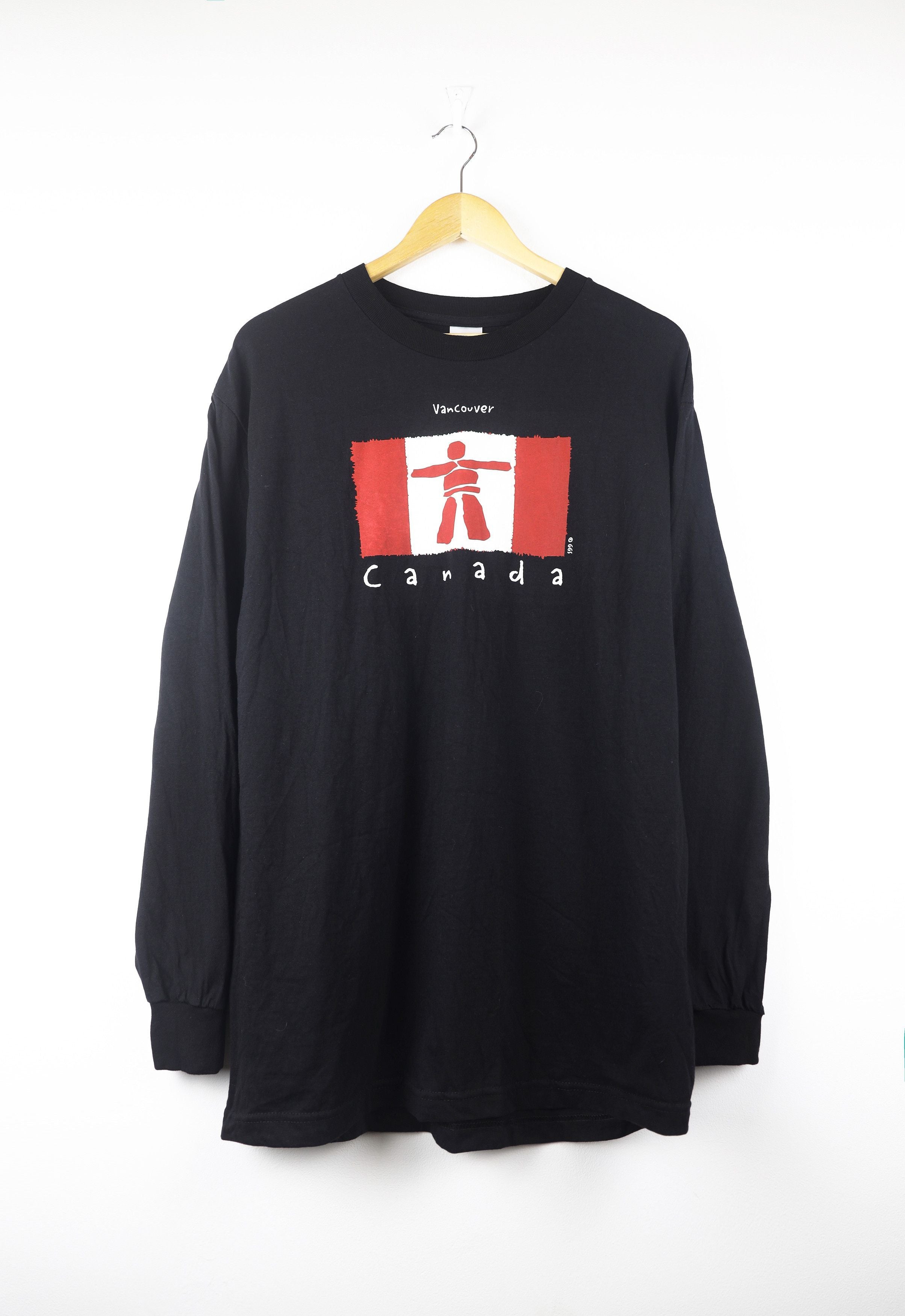 Vintage 90s Canada Toronto Flag Graphic Long Sleeve T Shirt Hoodie, Sweatshirt | AU16VibeMintTees.com